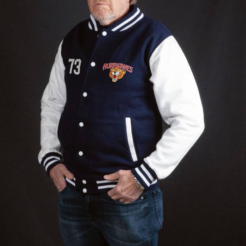 Valkoinen/Punainen Hurriganes logo Varsity Collaritakki